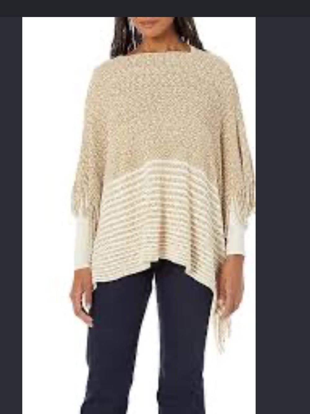 Angie’s Knit Fringe Sweater Poncho - NWT